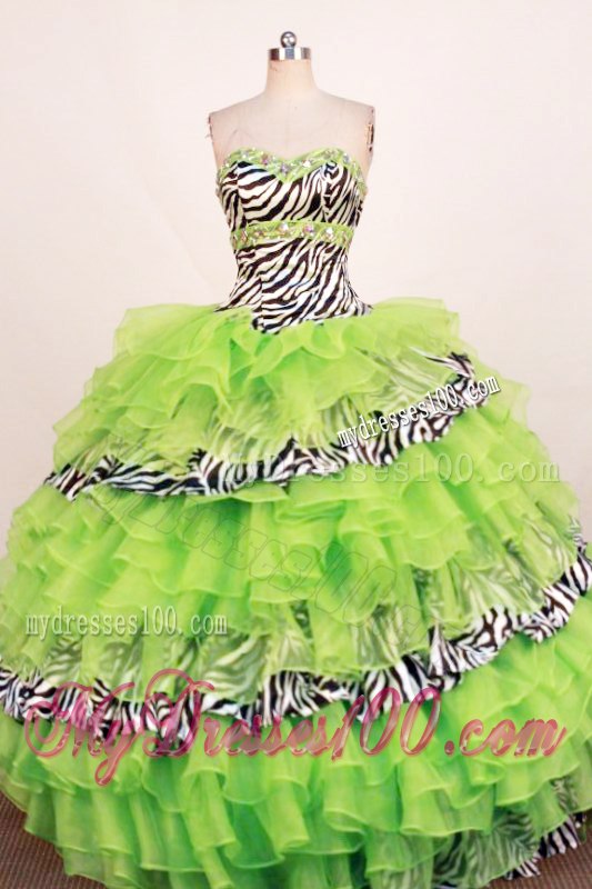 Ruffled Layers Rhinestone Sweet sixteen dresses with Black and White Zabra